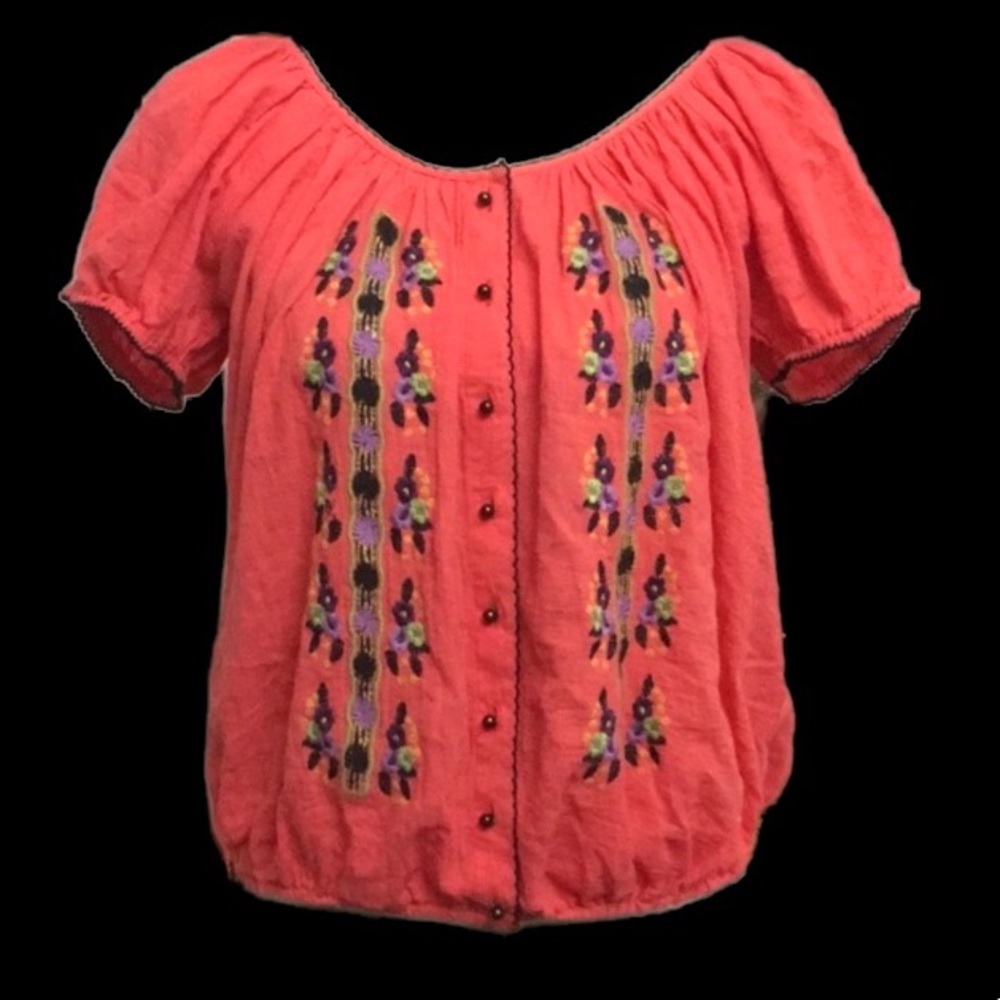 Sophie & Kate coral peasant top